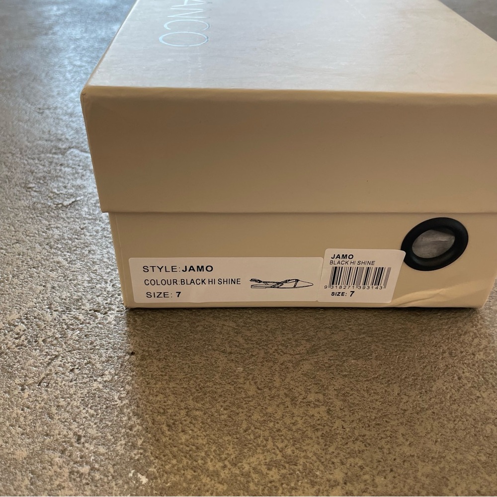 Tony Bianco Black Pointed Slingback Jamo Mule Flats w/ Buckle Straps - Picture 8 of 9